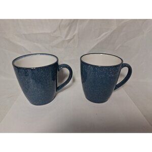 Lot of 2 Sango Jewel Blue Pottery Coffee Mugs Discontinued #4893 Speckle Glaze